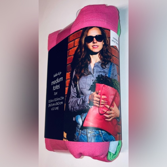 Hildie & Jo Canvas Totes 3-Pack - NEW! Multi-Colors. - Picture 2 of 8